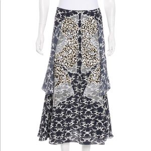 Stella McCartney Silk Blue White Appliqué skirt